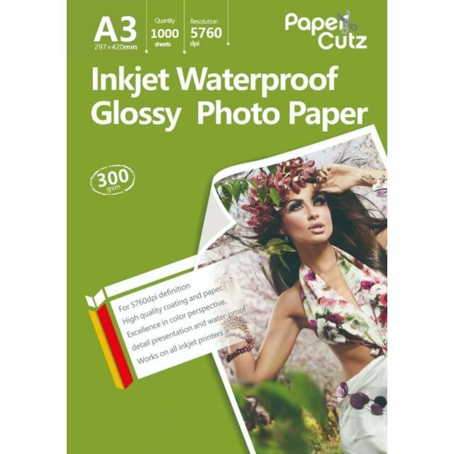 A3 Photo Paper Inkjet Glossy 300GSM Waterproof - 1000 Sheets