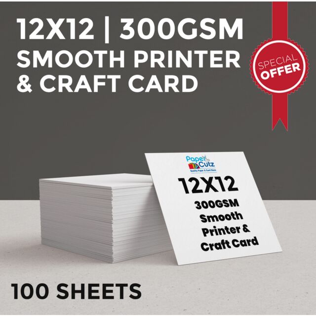 12x12 300GSM Smooth Printer & Craft Card - 100 Sheets SPECIAL DEAL
