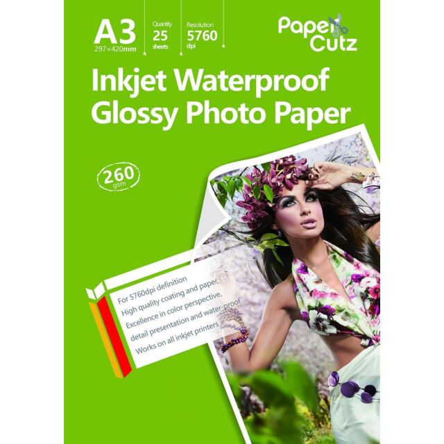A3 Photo Paper Inkjet Glossy 260GSM Waterproof - 25 Sheets