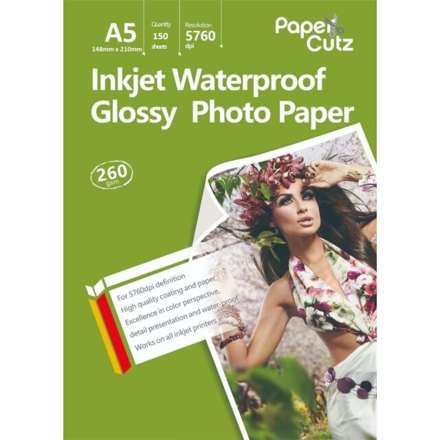 A5 Photo Paper Inkjet Glossy 260GSM Waterproof - 150 Sheets