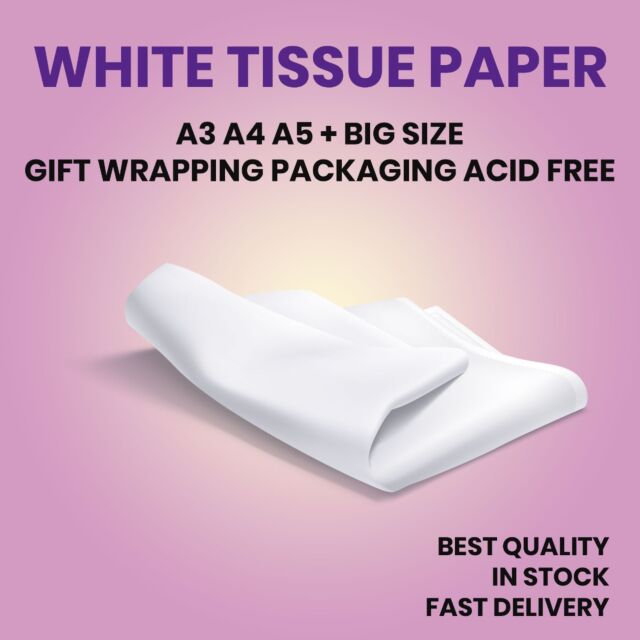 A5 White Tissue Paper Gift Wrapping : 50 Sheets