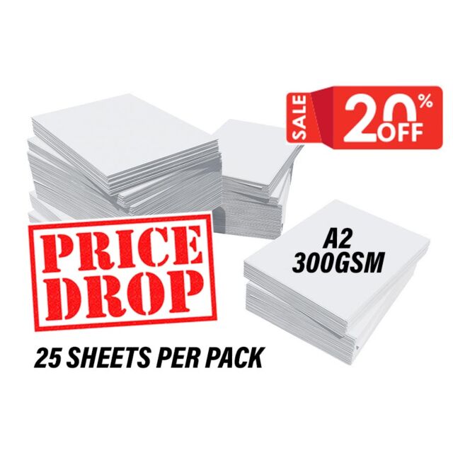 A2 Card Thick White Printer and Craft 300GSM  25 Sheets