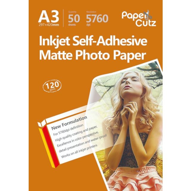 A3 Photo Paper Self Adhesive Matte Inkjet 120gsm - 50 Sheets