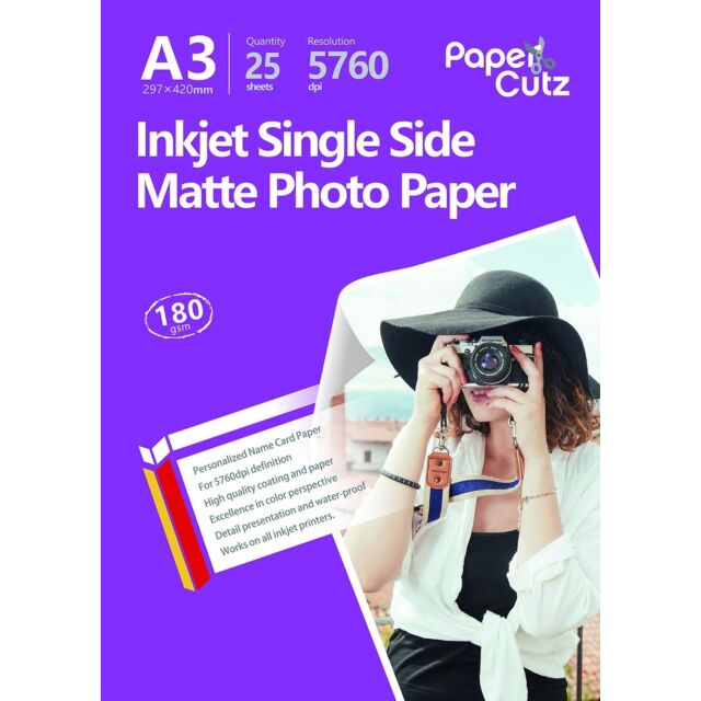 A3 Photo Paper Inkjet Matte 180GSM Single Side - 25 Sheets
