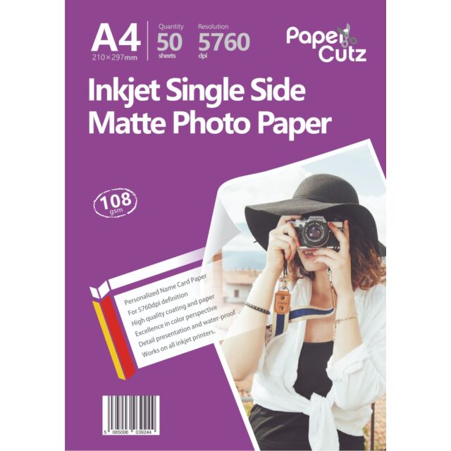 A4 Photo Paper Inkjet Matte 108GSM Single Side  - 100 Sheets