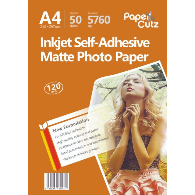 A4 Photo Paper Self Adhesive Matte Inkjet 120gsm - 50 Sheets