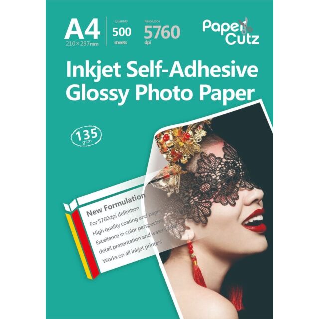 A4 Photo Paper Self Adhesive Gloss Inkjet 135GSM - 500 Sheets WholeSale