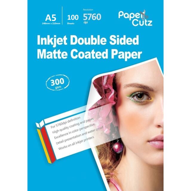 A5 PHOTO PAPER INKJET MATTE 300GSM DOUBLE SIDE - 100 SHEETS
