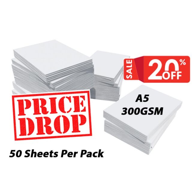 A5 White Card 300GSM  50 Sheets
