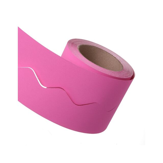 Pink Paper Border Roll Bordette Scalloped Edge 100 Metre x1
