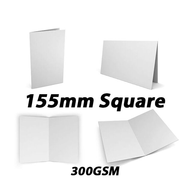 155mm Square White Card Blank 300GSM 150mm x 300mm 50 Card Blanks