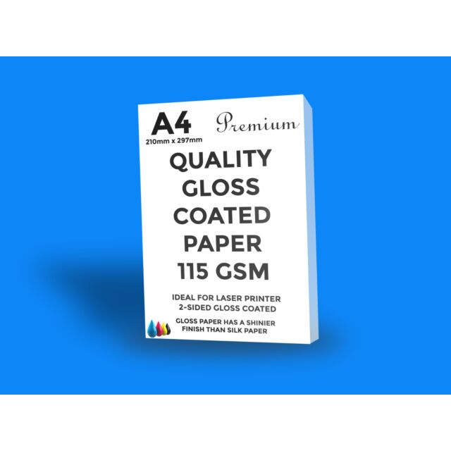 A4 White Gloss Paper 115GSM Two Side Coated 50 Sheets