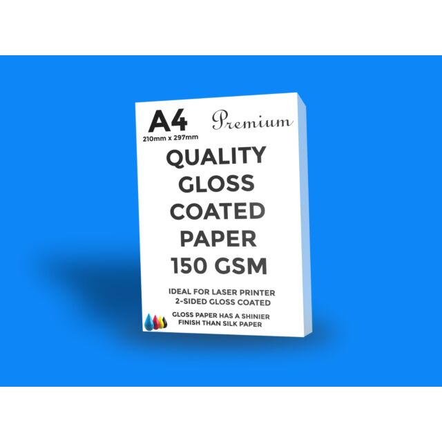 A4 White Gloss Printer Paper 150GSM Two Side Coated 50 Sheets