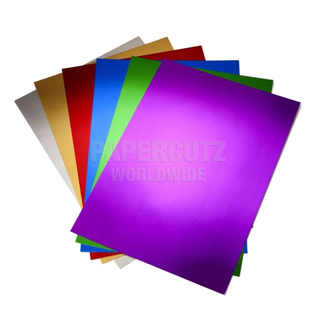 A4 Mirror Card Assorted, Purple 30 Gold 40 Silver 30 Rose Gold 25 : Pack Size 125 Sheets