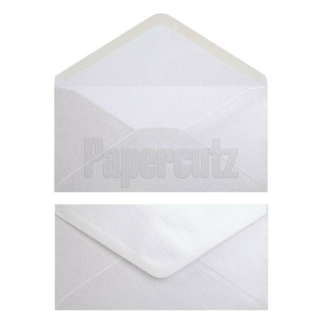 Fresh White DL Pearlescent Envelopes Wedding Invitation x50