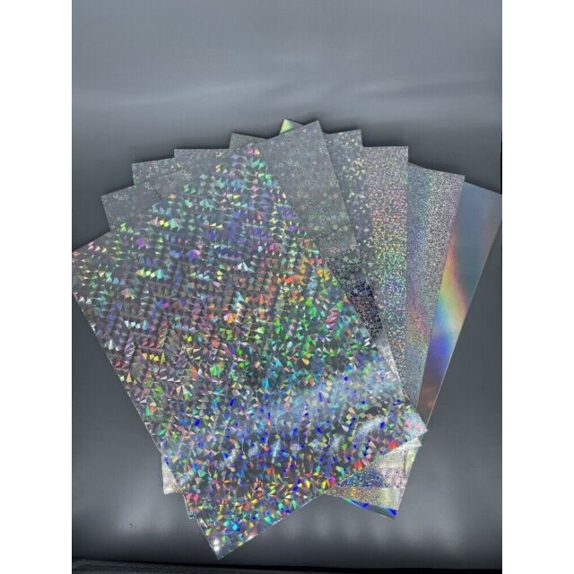A5 Holographic Card Silver Job Lot Box 60 Sheets 6 Designs PACK 2
