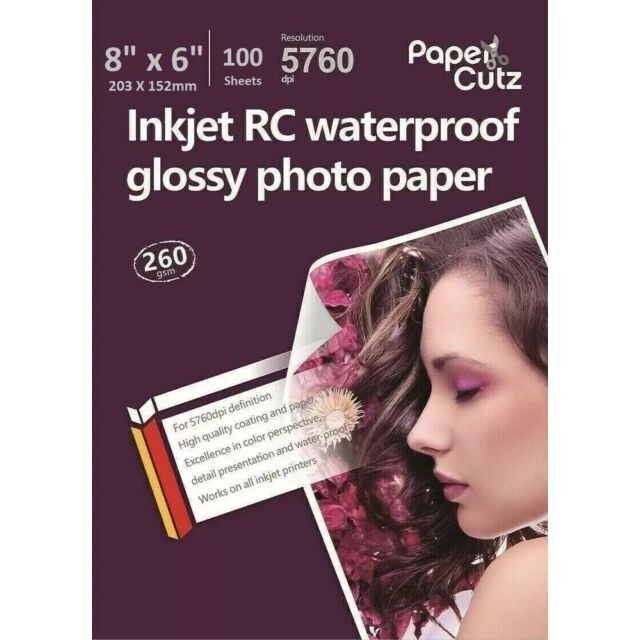 8 x 6 Gloss 260GSM Resin Coated Inkjet Photo Paper - 100 Sheets