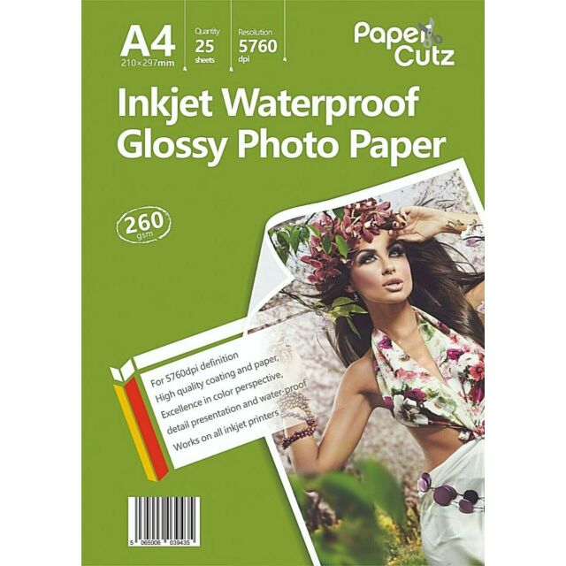 A4 Photo Paper Inkjet Glossy 260GSM Waterproof - 25 Sheets