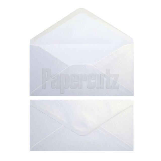 Snow White DL Pearlescent Envelopes Wedding Gold Shimmer x25