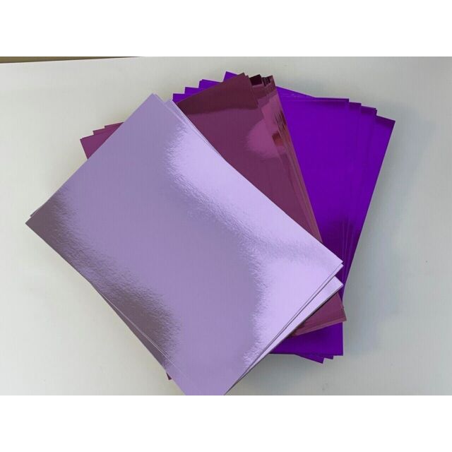 A4 MIRROR CARD X ASSORTED PURPLE SHADES - 9 SHEETS