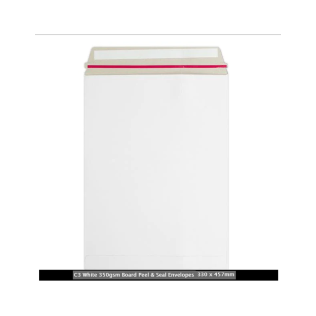 A3 Envelopes Board backed Peel and Seal White, 457x330mm, 350GSM x 5 Envelopes 