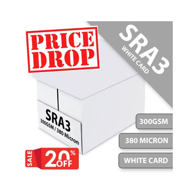 Box SRA3 White Card Craft & Print 300GSM / 380 Micron  1000 Sheets