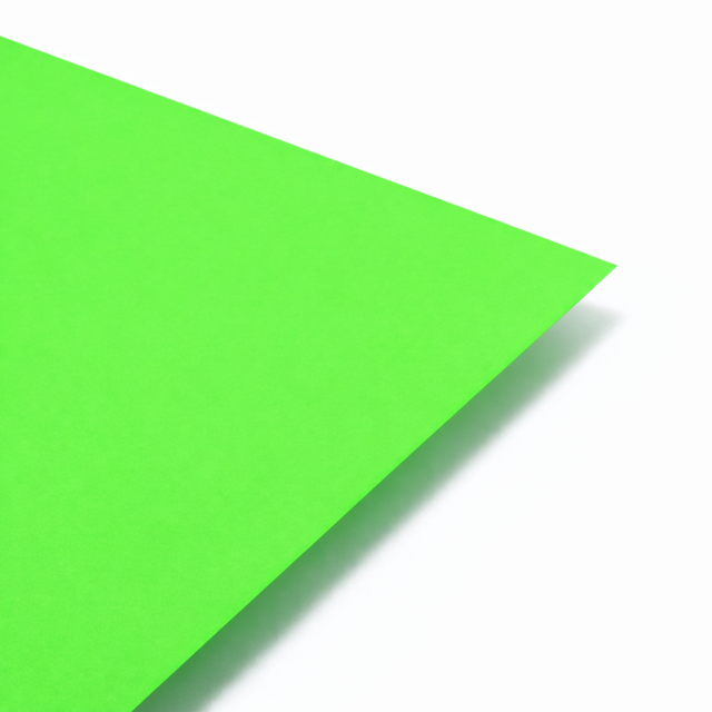 A4 neon fluorescent green paper, 100gsm, pack of 25 sheets, shown in a clean product layout.