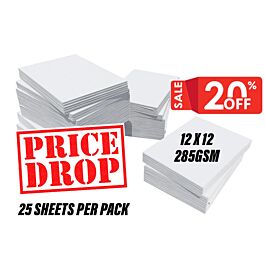 12 Inch Square Thick White Card 285GSM 25 Sheets
