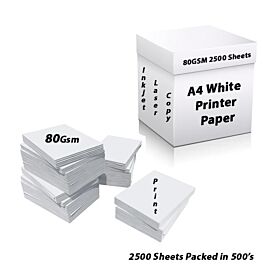 A4 White 80GSM Paper General Print Use 2500 Sheets
