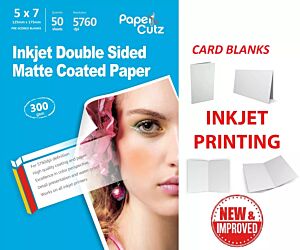 5 x 7 Matt 300GSM Card Blanks, INKJET, Photo Paper x50