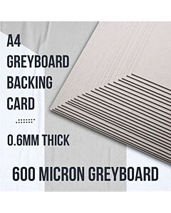 A4 Greyboard Backing Card — 360gsm 600 Micron Thick Sheets (25 Pack)