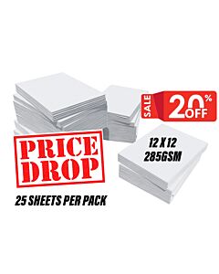 12 Inch Square Thick White Card 285GSM 25 Sheets