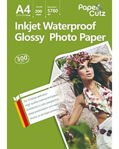 A4 Photo Paper Inkjet Glossy 300GSM Waterproof - 200 Sheets