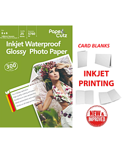 6 x 6 Gloss Card Blanks – 300gsm Pre‑Creased Inkjet Printable Cards (25 Pack)