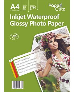 A4 Photo Paper Inkjet Glossy 180GSM Waterproof - 25 Sheets