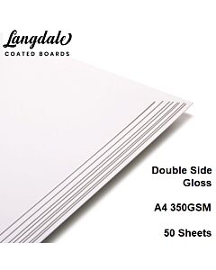 A4 Super Gloss White Gloss Coated 2 Card 350GSM 50 Sheets