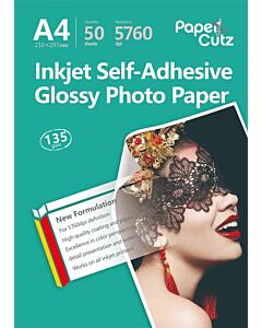 A4 Photo Paper Self Adhesive Gloss Inkjet 135GSM - 50 Sheets