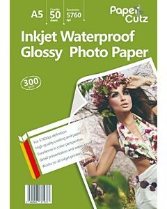 A5 Photo Paper Inkjet Glossy 300GSM Waterproof - 50 Sheets