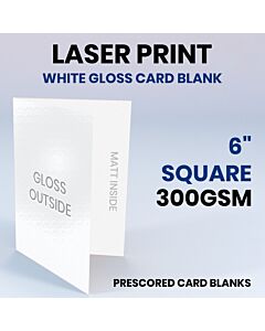 6x6 White Gloss / Matte Card Blank 300GSM, Laser x1