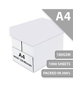 A4 White Card 180GSM Print, Craft, Drawing, Art etc Box 1000 Sheets