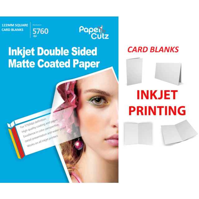 122mm Square Matt 250GSM Card Blanks, INKJET, Professional Photo Paper - PACK SIZE : 50 Card Blanks