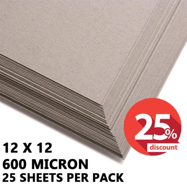 12Inch Square Greyboard Backing Card 360GSM 600 Micron Pack Size : 25 Sheets