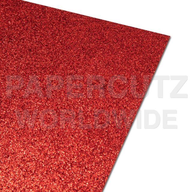 A4 Red Glitter Card 250GSM None Shed : Pack Size 5 Sheets