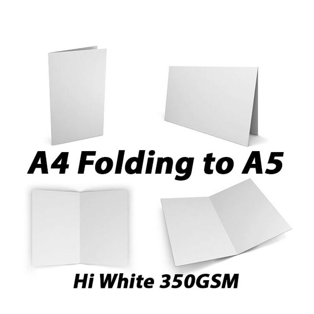 A4 folds to A5 Card Blank Hi White Super Smooth 350GSM Pack Size : 25 Card Blanks