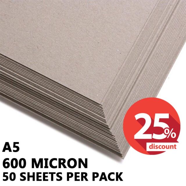 A5 Greyboard Backing Card 360GSM 600 Micron Pack Size : 50 Sheets