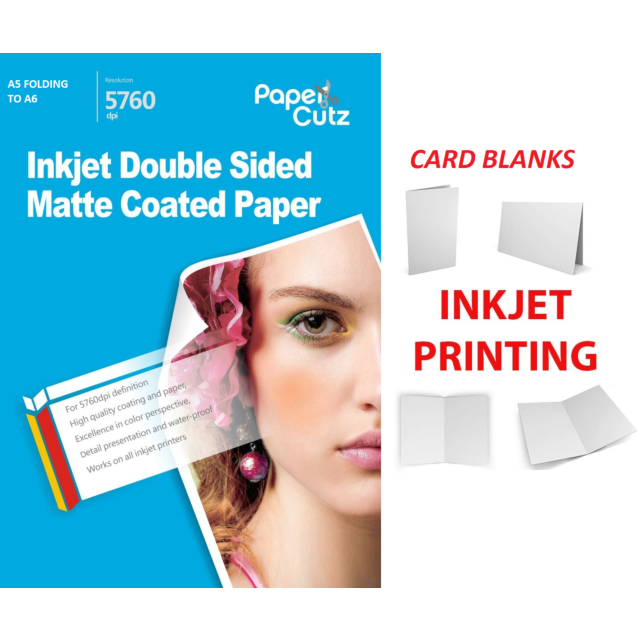 A5 TO A6 Matt 250GSM Card Blanks, INKJET, Professional Photo Paper - PACK SIZE : 100 Card Blanks