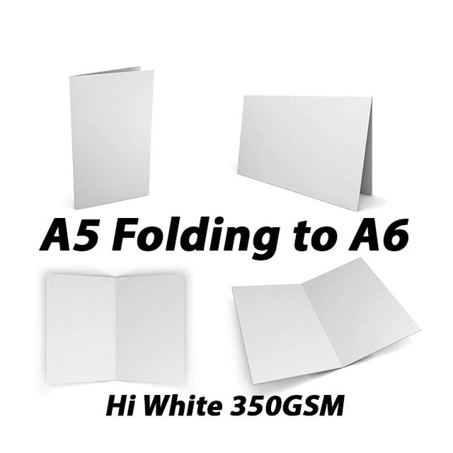 A5 folds to A6 Card Blank High White Super Smooth 350GSM Pack Size : 25 Card Blanks