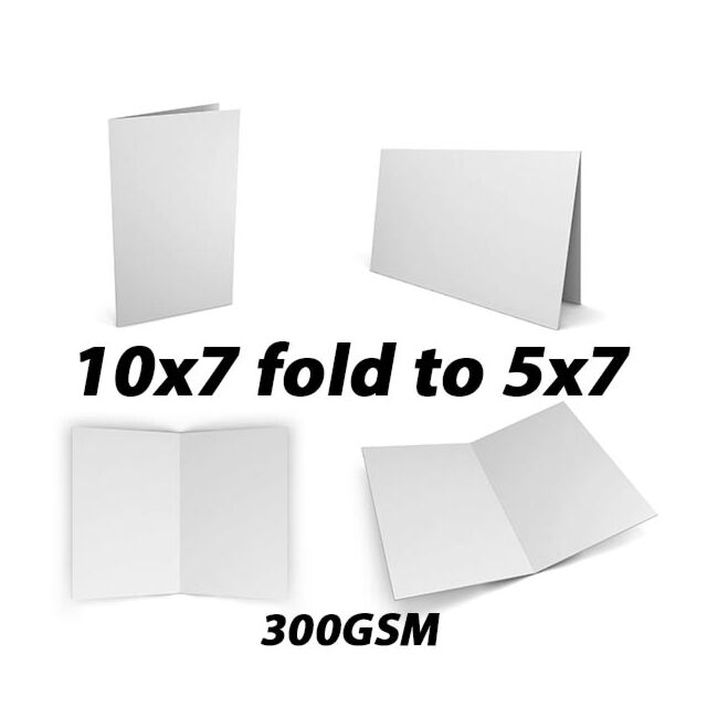 10x7 White Pre Scored Card 300GSM Folds to 5x7 125x175 When Folded Pack Size : 50 Card Blanks