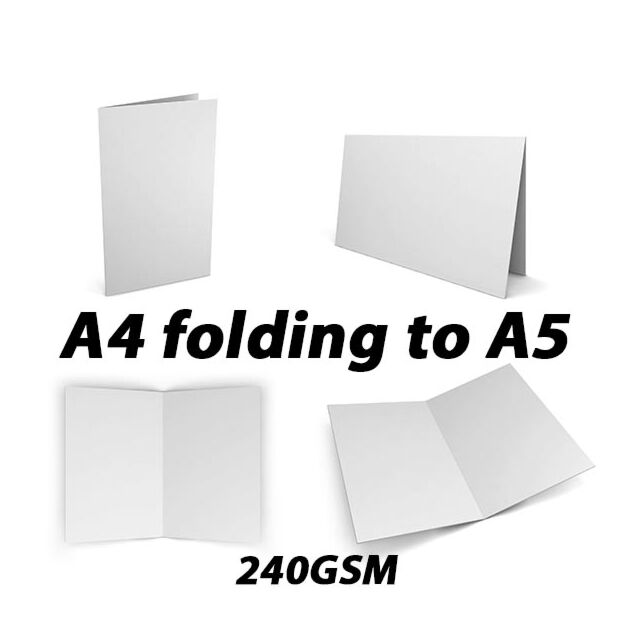 A4 White Card Blank Folds to A5 - 240GSM Pack Size : 50 Card Blanks