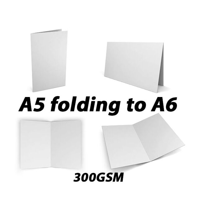 A5 to A6 Blank Cards White | 300GSM Pack Size : 50 Card Blanks